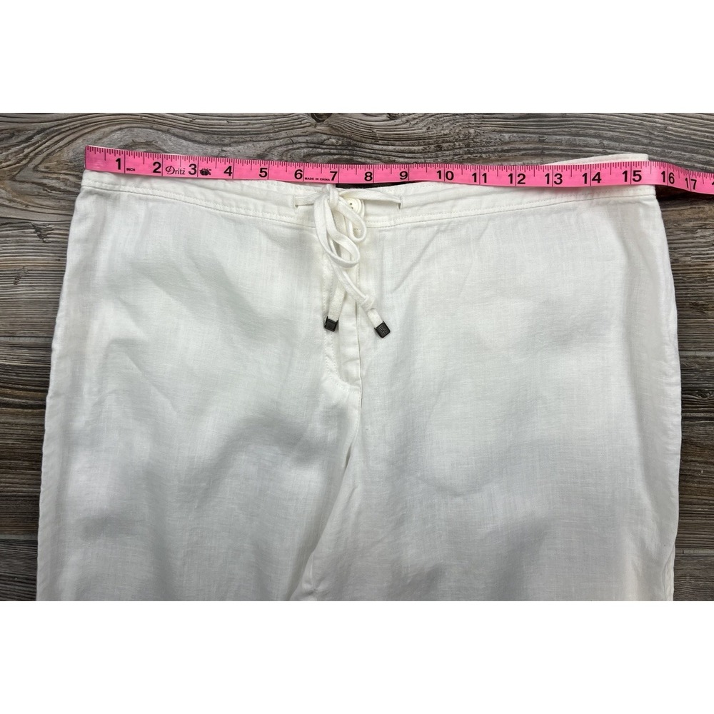 Tommy Bahama Womens 100% Linen Pants White Drawstring/Zip Size 31/31.5 Beachy - Picture 9 of 13